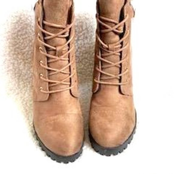 Suede Lace-Up Block Heel Bootie - Picture 8 of 9